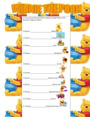 English Worksheet: Winnie the pooh present continuous