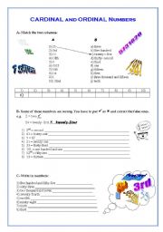 English Worksheet: Cardinal / Ordinal Numbers