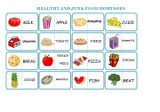 English Worksheet: healthy and junk food dominoes