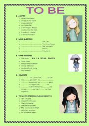 English Worksheet: TO BE