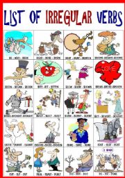 English Worksheet: LIST OF IRREGULAR VERBS 1/5