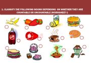 Uncountable and countable nouns (food)
