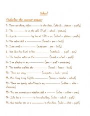 English worksheet: school 