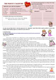 English Worksheet: THE PRINCES VALENTINE