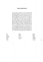 English Worksheet: action verb word search