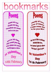 English Worksheet: bookmarks and activities-Valentine (12.02.12)