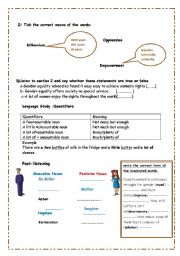 English Worksheet: Lesson n16:Gender Equality(part2)