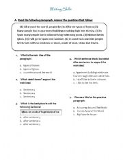 English Worksheet: Writing Skills