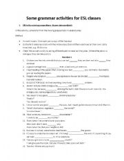 English worksheet: Some grammar activities for ESL classes