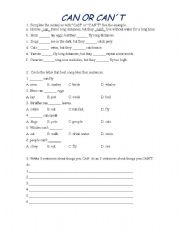 English worksheet: MODAL CAN