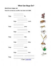 English Worksheet: What bugs can do