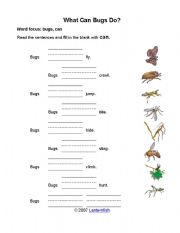 English worksheet: What bugs can do