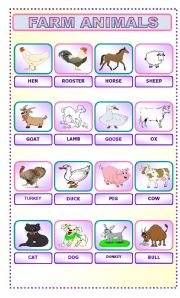 English Worksheet: FARM ANIMALS VOCABULARY