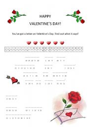 English Worksheet: Valentines Day Code