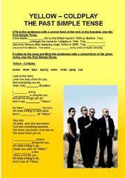 English Worksheet: YELLOW - COLDPLAY - PAST SIMPLE