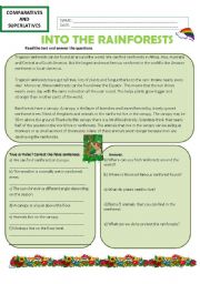 English Worksheet: Comparing the rainforest