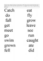 English worksheet: irregular verbs sticking on the board