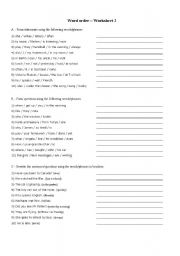 English Worksheet: word order