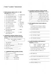 English Worksheet: Written Test  For Elementary Students Including Reading and Writing