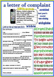 English Worksheet: a letter of complaint