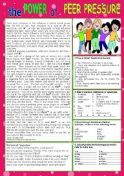 English Worksheet: PEER PRESSURE