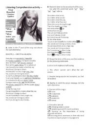 English Worksheet: Beautiful by Cristina Aguilera