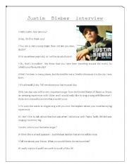 English Worksheet: Justin Bieber interveiw