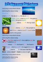 English Worksheet: Song about colours