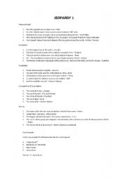 English Worksheet: Jeopardy 1-10