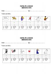 English worksheet: Casting for a musical