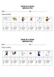 English Worksheet: Casting for a musical