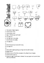 English worksheet: heart bookmark, love quotes and poems (2 pages)