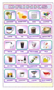 English Worksheet: DRINKS