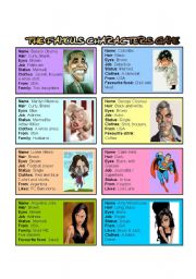 English Worksheet: The famous characters Game