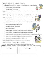 English Worksheet: computer advantages and disadvantages 