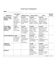 English Worksheet: Animal Report