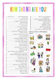 English Worksheet: How daring are you? (revision of present perfect)