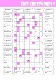 English Worksheet: Easy Crossword 9