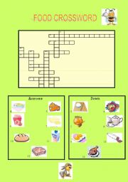 English Worksheet: food crossword