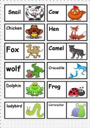 English Worksheet: ANIMALS DOMINO. FULLY EDITABLE AS YOU TEACH OR LIKE ( 3/3 )