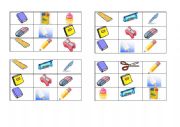 SCHOOL OBJECTS BINGO CARDS