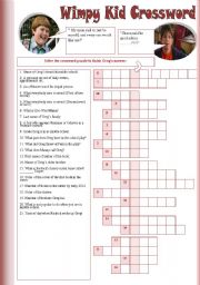 English Worksheet: Wimpy Kid Crossword