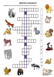 English Worksheet: Animals crossword