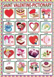 English Worksheet: SAINT VALENTINE- PICTURE DICTIONARY
