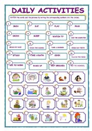 English Worksheet: DAILY ACTIVITIES - Matching Exercise