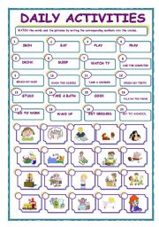 DAILY ACTIVITIES - Matching Exercise