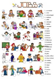 English Worksheet: JOBS - Picture dictionary - 1 of 7