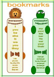 English Worksheet: bookmarks and exercises (13.02.12)