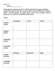 English worksheet: Food Diary