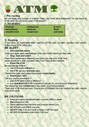 English Worksheet: Using an ATM safety